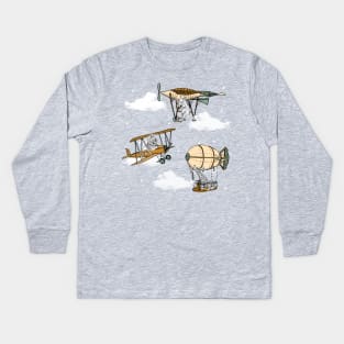 Vintage plane safari Kids Long Sleeve T-Shirt